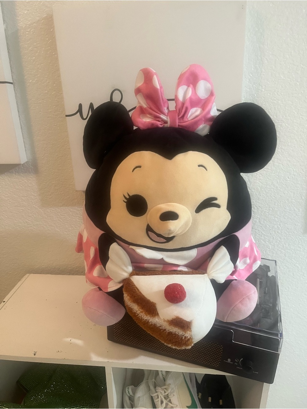 Disney Minnie Mouse Plush in Black and Pink Polka Dot